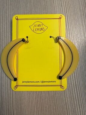 Yellow Banana Hoop Statement Earrings